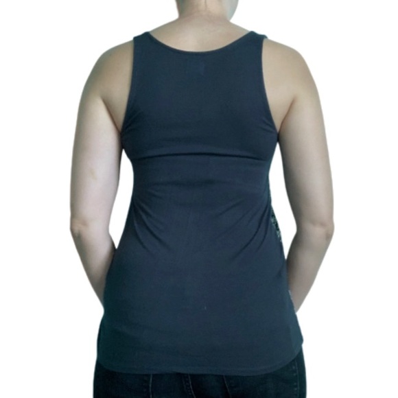 Anthropologie HWR slate w/ silver embroidered tank - Picture 2 of 7